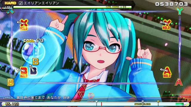 A screenshot of the upcoming Nintendo Switch rhythm action game, Hatsune Miku Project DIVA MEGA 39's.