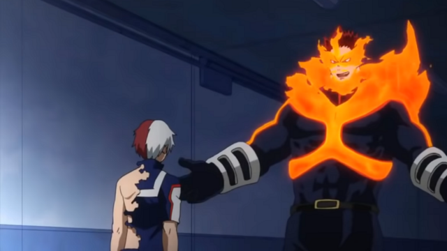 shoto todoroki with his dad in my hero academia