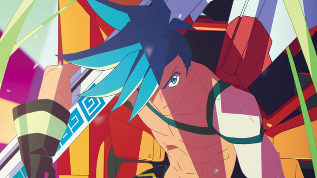 Futuristic firefight Galo Thymos is ready for action in a key visual for TRIGGER's PROMARE theatrical anime film.