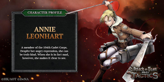 Annie Leonhart, 5-Star hero unit and my squad leader in the Attack on Titan: TACTICS social game.