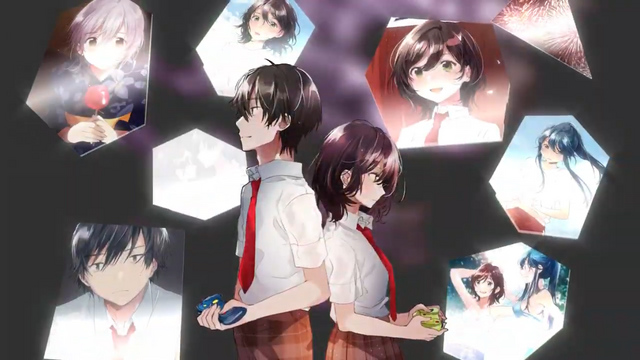 A screen capture from the teaser trailer promoting the Bottom-Tier Character Tomozaki light novel series written by Yuki Yaku and illustrated by Fly.