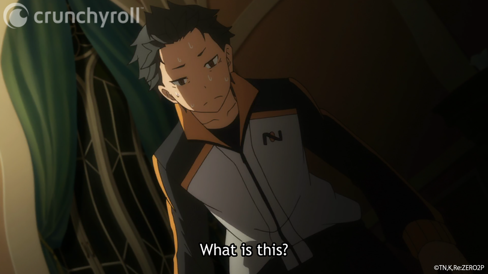 Natsuki Subaru begins to fall victim to a deadly curse in a scene from the Re: ZERO -Starting Life in Another World- TV anime.