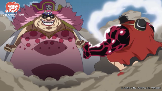 Big Mom facing off against Gear Four Luffy, One Piece